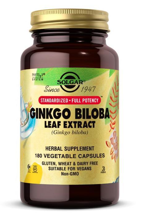 Гінкго білоба SOLGAR Ginkgo Biloba Leaf Extract 180 Vegan Capsules, фото 1
