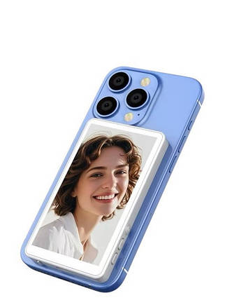 Зовнішний білий Wi-Fi монітор екран для телефону, селфі дісплей iScreen T1 з MagSafe на задню камеру, повторювач екрана смартфону, фото 1