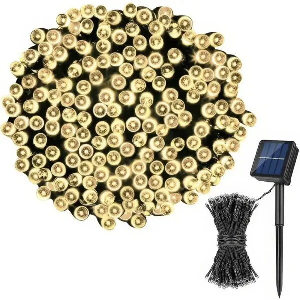 Світлодіодна гірлянда 52 м 500 LED на сонячній батареї теплий білий, фото 1