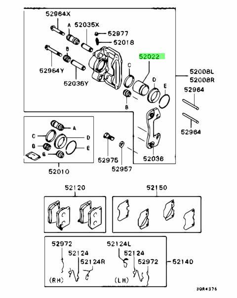 Поршень заднього гальмівного супорта ERT 151037C, аналог, MR307395, Pajero Sport