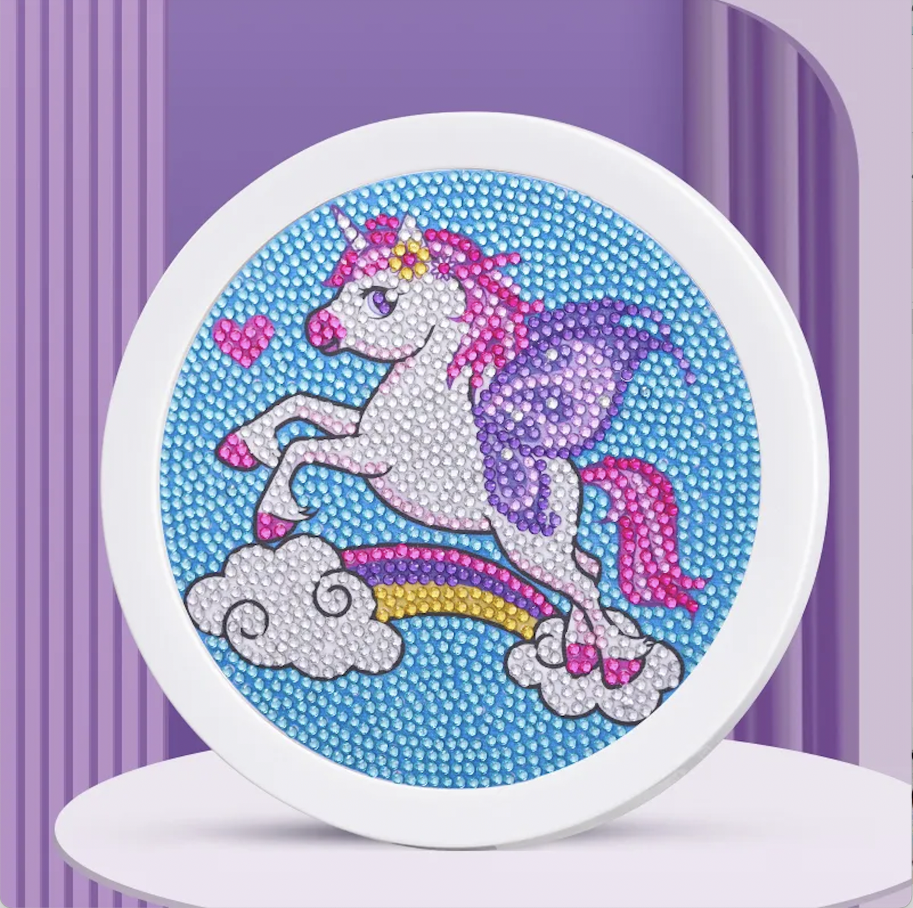 Алмазна мозаїка для дітей від 6 років, 16,5*16,5 см, Єдиноріг No1