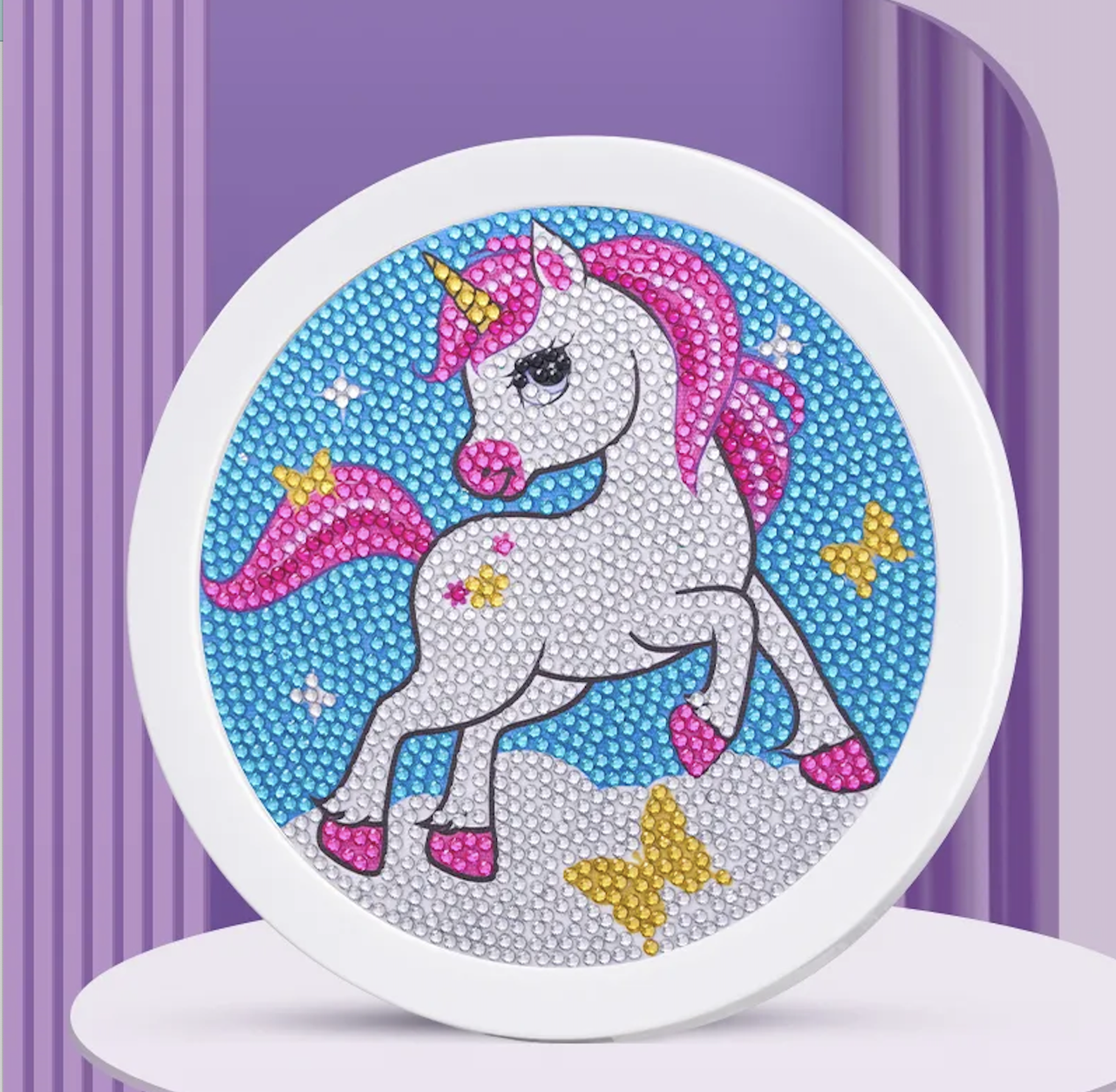 Алмазна мозаїка для дітей від 6 років, 16,5*16,5 см, Єдиноріг No3