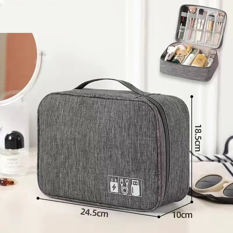 Органайзер нессер для зберігання дротів, зарядок, флешок. 2 отсека Cерый