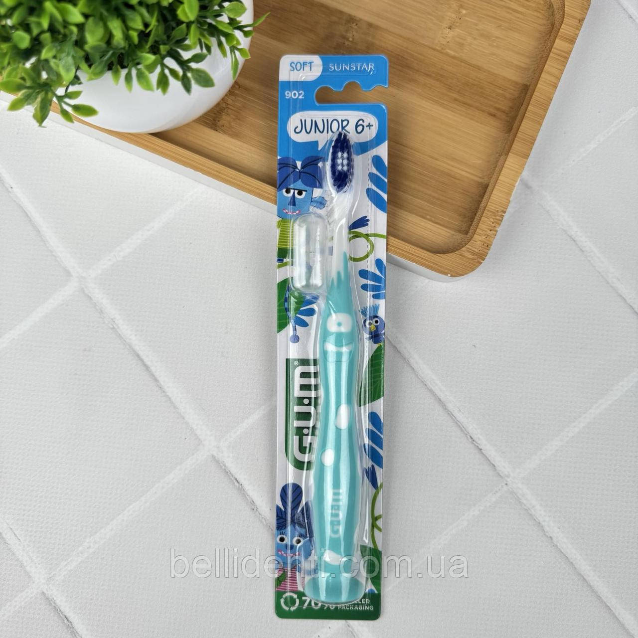 Дитяча зубна щітка GUM JUNIOR MONSTER (від 6 років) блакитна