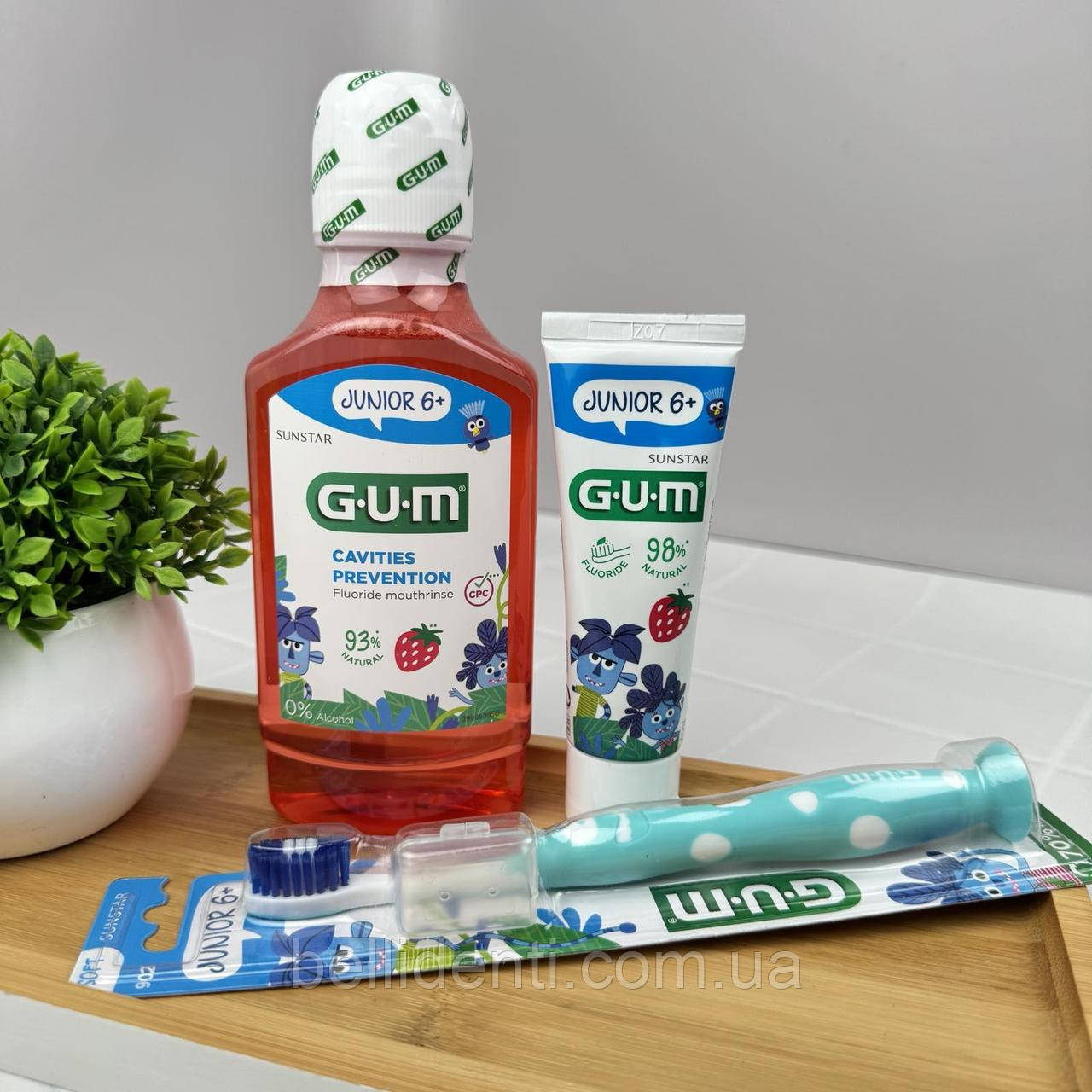 Набір Gum Junior від 6 років (ополіскувач 300 мл+зубна паста 50 мл+зубна щітка)