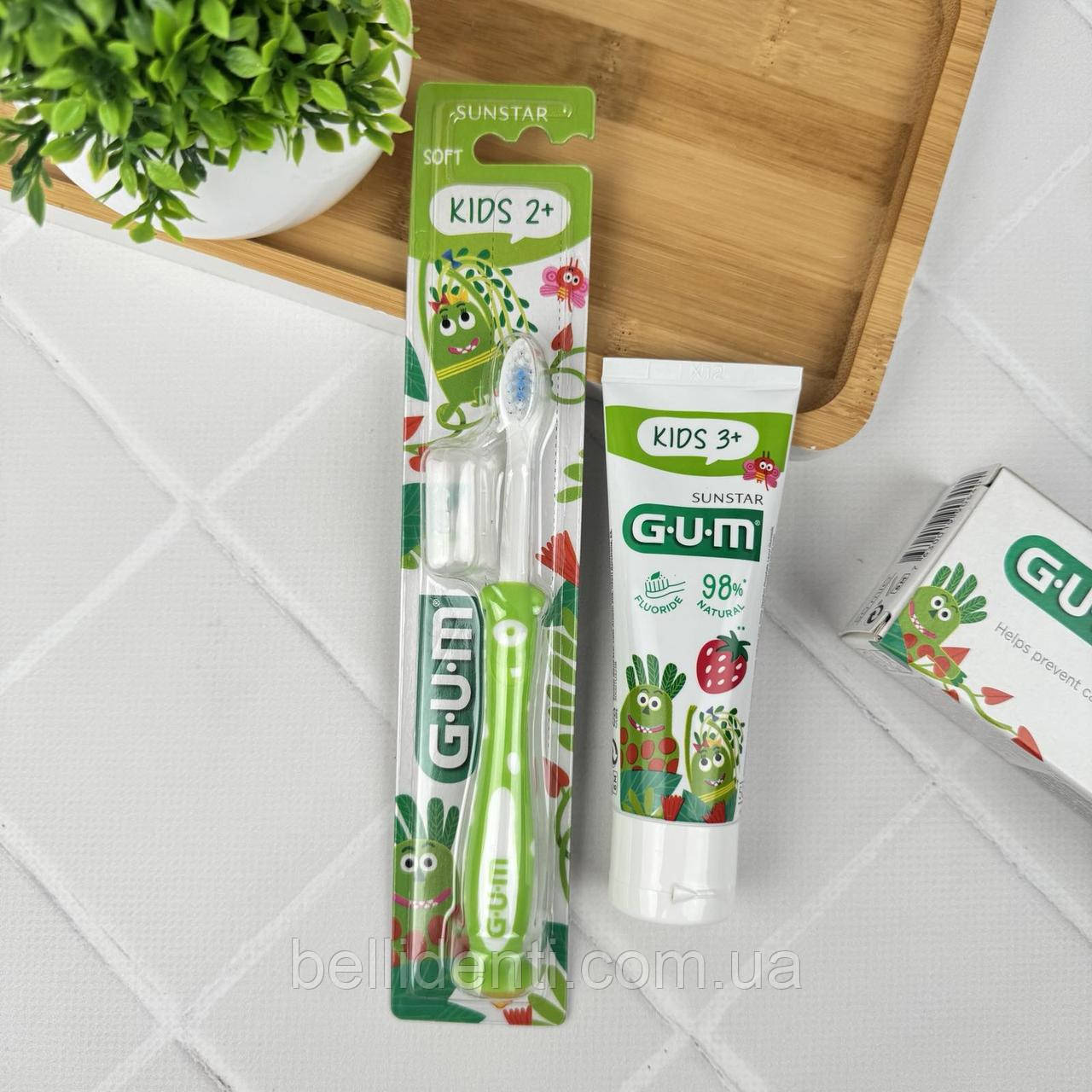 Набір Gum Kids від 3 років (зубна паста 50 мл+зелена зубна щітка), фото 1