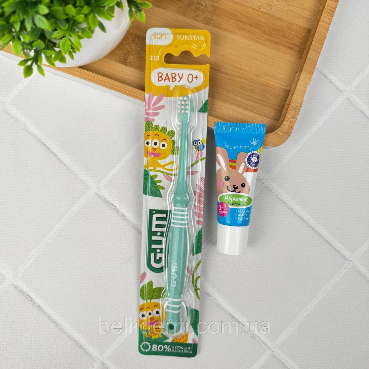 Набір Gum Brush-Baby (паста 12 мл зайчик + бірюзова щітка)