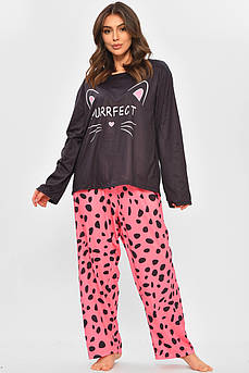 Піжама жіноча напівбатальна чорного кольору з принтом 207412M