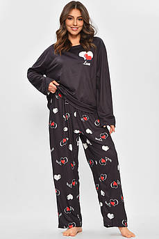 Піжама жіноча напівбатальна чорного кольору з принтом 207415M