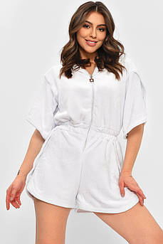 Піжама жіноча однотонна білого кольору на блискавці р.42-44 207421M