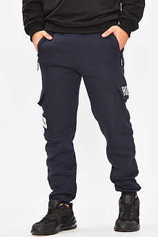 Спортивні штани чоловічі на флісі темно-синього кольору 207194M