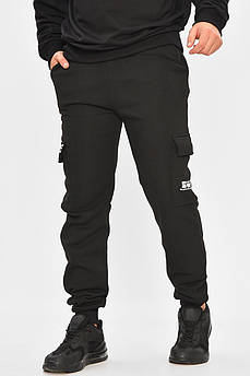 Спортивні штани чоловічі на флісі чорного кольору 207196M
