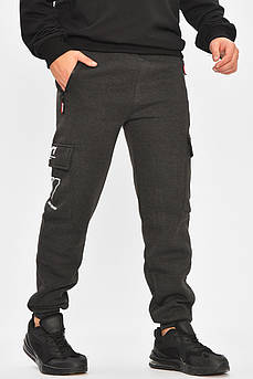 Спортивні штани чоловічі на флісі темно-сірого кольору 207198M