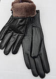 Жіночі шкіряні рукавички на мутоновому хутрі., фото 3