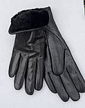 Жіночі шкіряні рукавички на мутоновому хутрі., фото 3