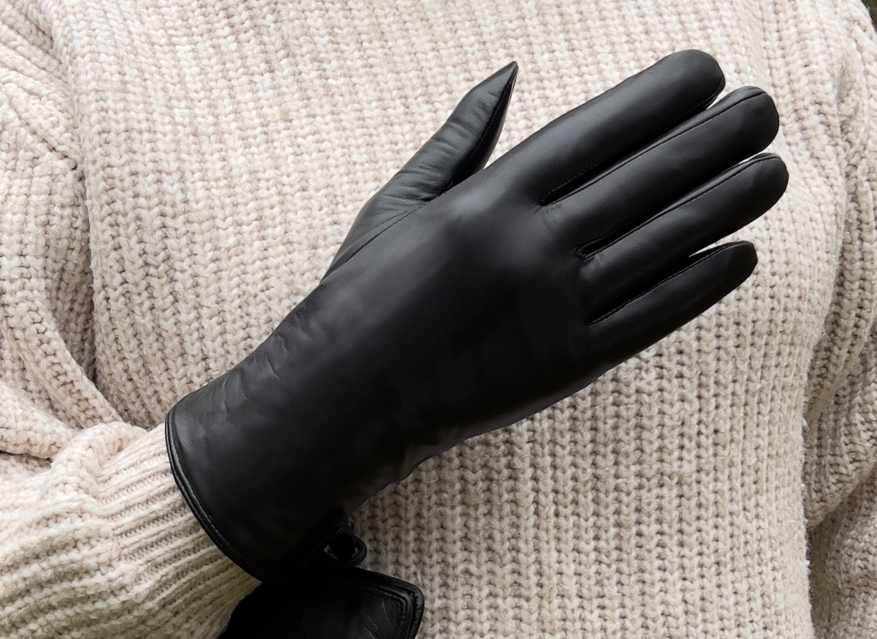 Жіночі шкіряні рукавички на мутоновому хутрі., фото 1