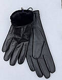 Жіночі шкіряні рукавички на мутоновому хутрі, фото 3