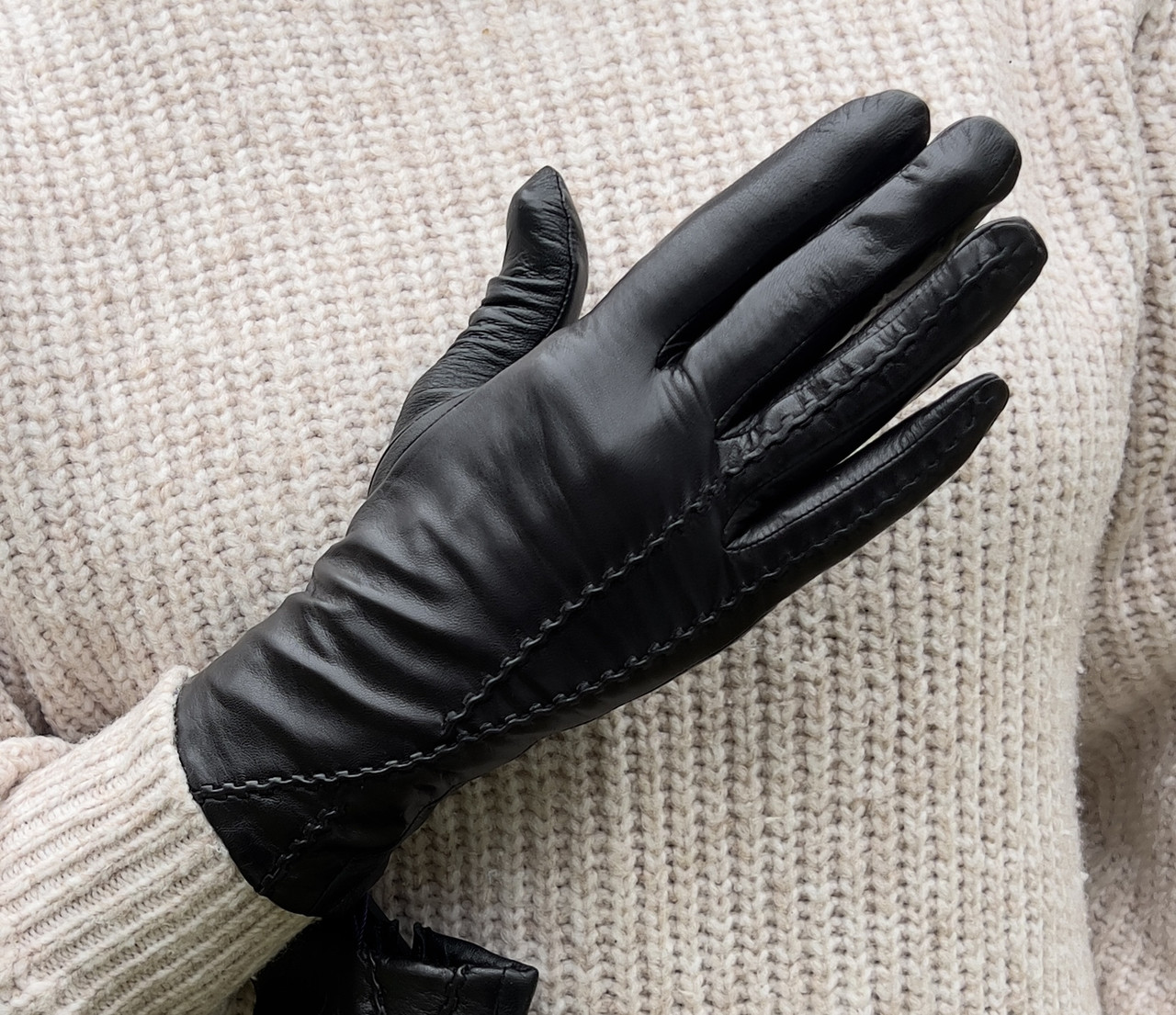 Жіночі рукавички з вовняною підкладкою, фото 1