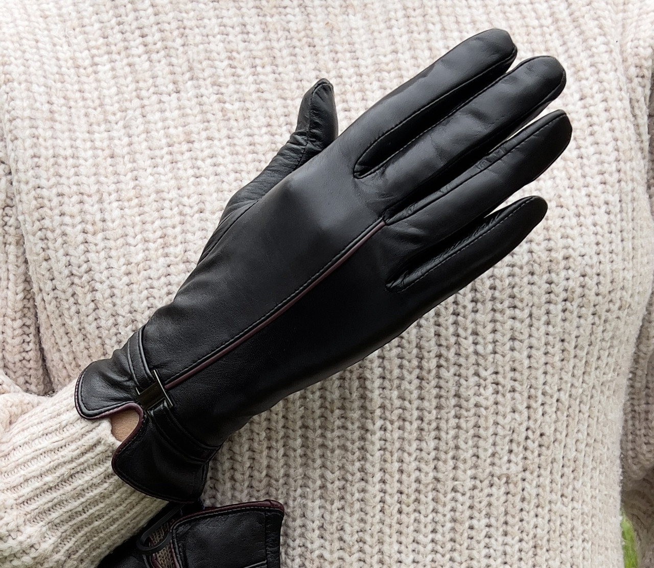 Жіночі рукавички з вовняною підкладкою, фото 1