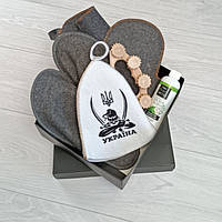 Подарочный набор для бани и сауны Luxyart "Козак з шаблями" 6 предметов (PU-006) D10-2025