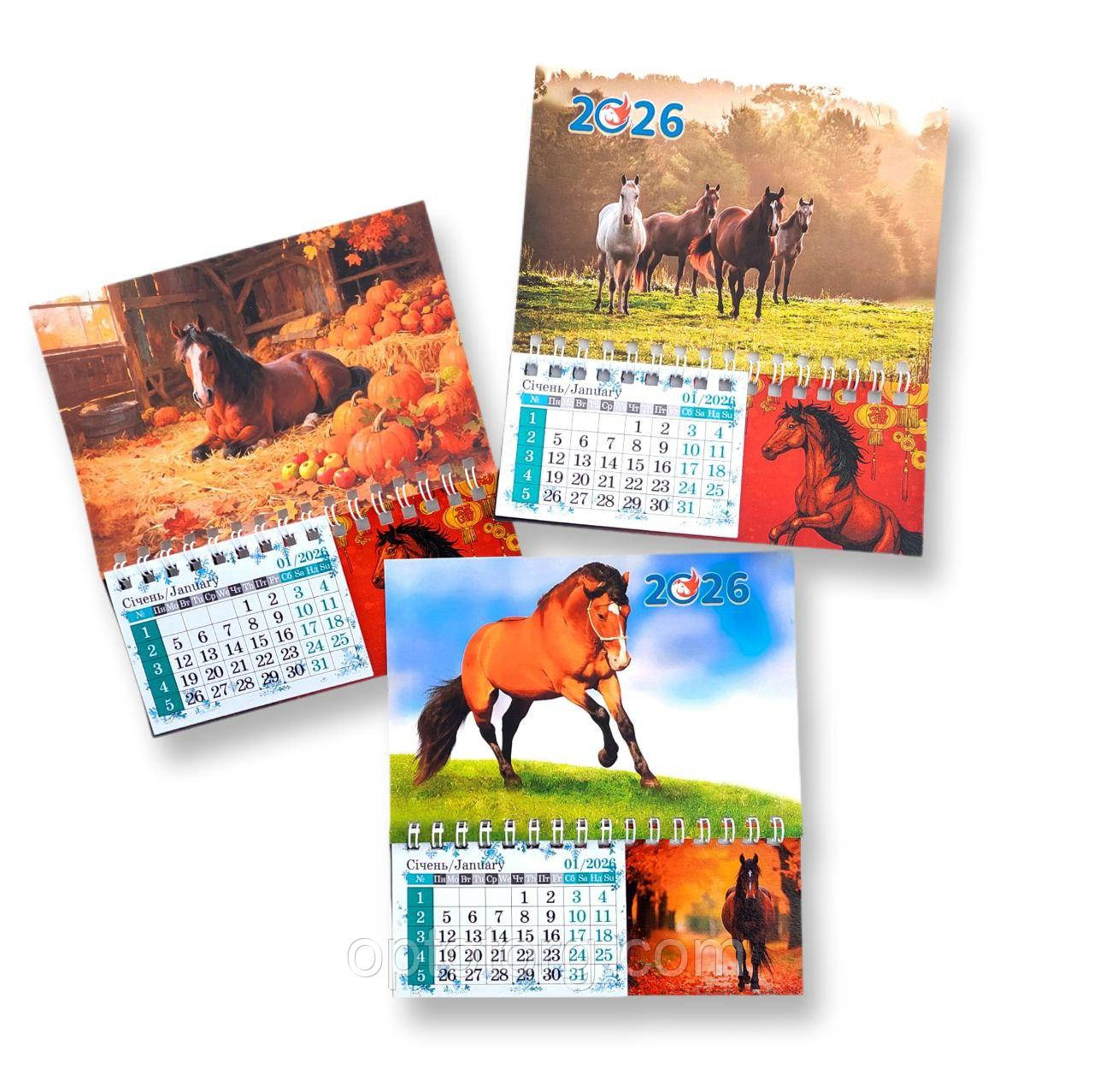 Календар магніт на холодильник із символом 2026 року Коня 15*16 см, фото 1