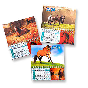 Календар магніт на холодильник із символом 2026 року Коня 15*16 см