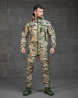 Тактичний костюм софтшел multicam, військовий водовідштовхувальний осінній костюм мультикам на флісі зсу Ewerty