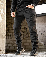 Тактичні зимові штани SoftShell чорні поліція, чоловічі військові штани на флісі чорні армійські осень-зима
