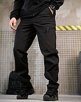Зимові тактичні штани Police Softshell чорні на флісі, військові водовідштовхувальні штани осінь-зима зсу