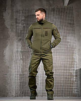 Тактичний костюм олива з фліскою, чоловіча військова форма oliva, армійський костюм олива весна-осінь зсу Ewerty