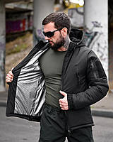 Зимняя тактическая куртка Omni-Heat черная плащевка мужская на синтепоне, Армейская зимняя куртка черная зсу