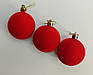 Ялинкові кулі оксамитові круглі світло-червоні 6 см | набір 6 шт | новорічні прикраси | іграшки для ялинки | 8 різновидів кольорів, фото 2