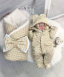 Набір на виписку з пологового будинку для хлопчика для дівчинки весна-осінь (комбінезон, конверт, шапочка), фото 3