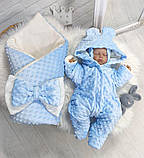 Набір на виписку з пологового будинку для хлопчика для дівчинки весна-осінь (комбінезон, конверт, шапочка), фото 4