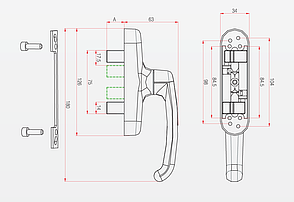 Ручка віконна для алюмінієвих систем з европазом поворотна біла, фото 3