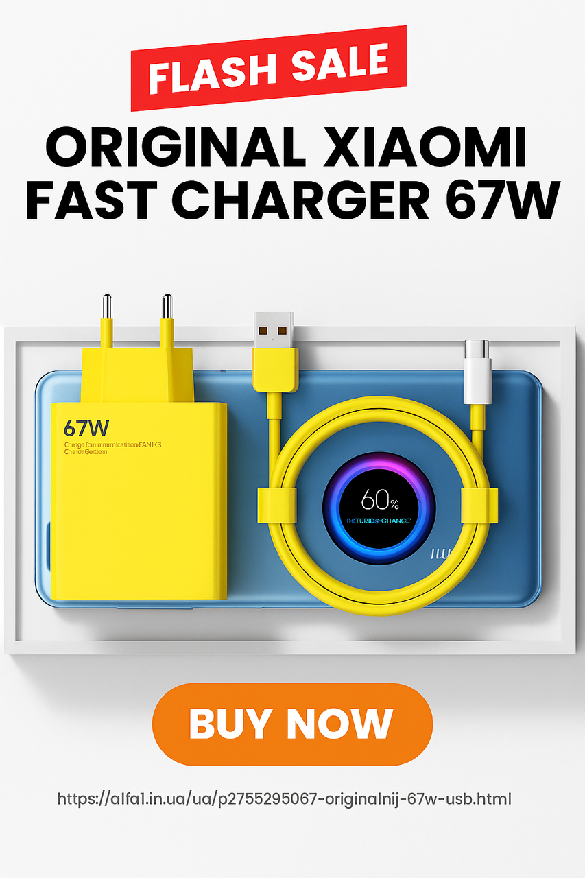 Оригінальний 67W 6A USB Super Fast Charging Charger Adapter для Xiaomi, фото 1