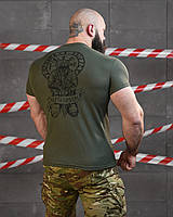 Тактична потовідвідна футболка РУНІ олива, військова футболка поліестер, армійська футболка зсу lkj dsa bvf