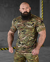 Футболка військова мультикам бавовна, тактична бойова футболка камуфляж зсу