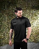 Тактична футболка поло чорна, футболка чоловіча військова чорна, військова футболка поло pla sgf syu