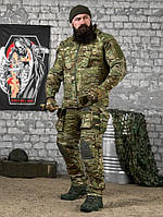 Штурмовий тактичний костюм HORN мультикам, посилений військовий костюм з наколінниками, бойова армійська форма мультикам зсу