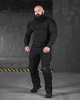 Тактичний костюм black SWAT з наколінниками, чоловічий військовий костюм чорний, армійська бойова форма ріп-стоп