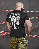 Тактична потовідвідна військова футболка чорна поліестер, чоловіча армійська чорна футболка літня lkj dsa bvf