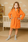 Підлітковий махровий халат з капюшоном для дівчинки, помаранчевий, софт-махра, фото 3