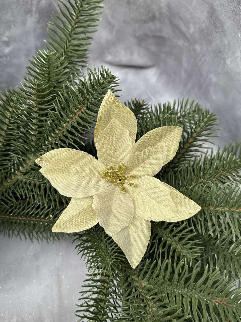 Різдвяні прикраси Пуансетія новорічна 14 см