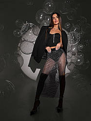 Ефектна жіноча спідниця міді з сітки із страз Ub370