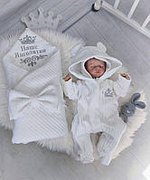 Комплект на виписку демісезонний "Наше Янголятко" (Чоловічок + Конверт-Одеяло, Бавовна, р. 56-62).