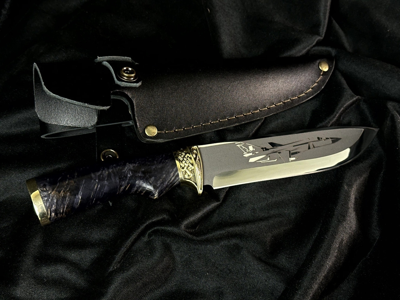 Подарунковий ніж “Пілот”, сталь 40Х13 | Ніж ручної роботи для Повітряних Сил України з гравіюванням літака