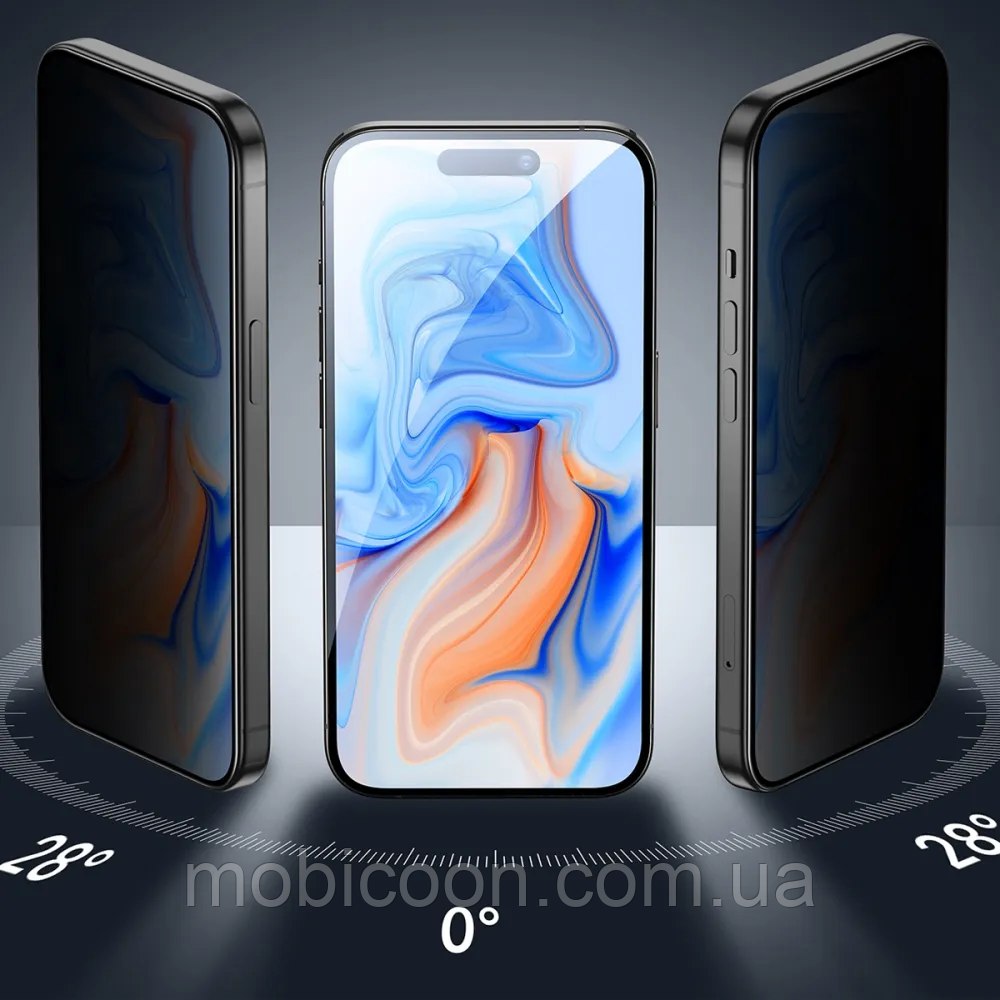 Захисне скло Антишпигун Privacy для iPhone 16, фото 1
