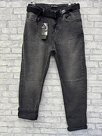 Чоловічі утепленні джинси MOM привужені на байці у темно - сірому кольорі