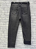 Чоловічі утепленні джинси MOM привужені на байці у темно - сірому кольорі, фото 2